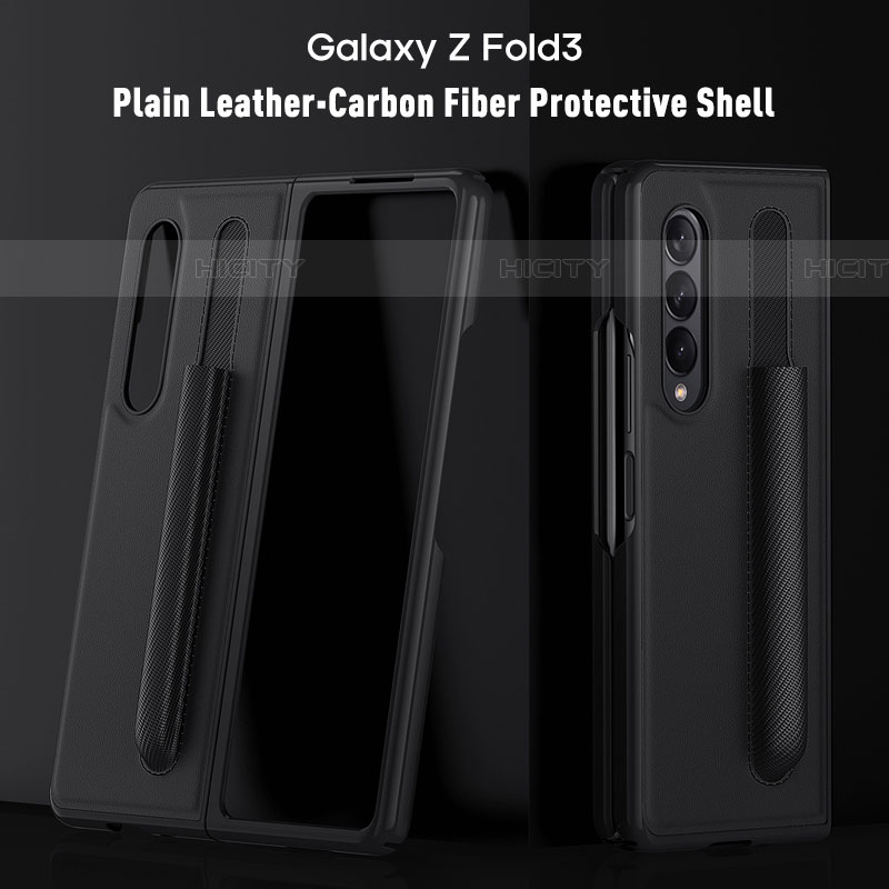 Samsung Galaxy Z Fold4 5G用ハイブリットバンパーケース 高級感 手触り良いレザー柄 兼プラスチック S02 サムスン 