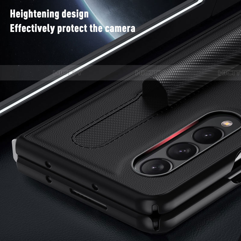 Samsung Galaxy Z Fold4 5G用ハイブリットバンパーケース 高級感 手触り良いレザー柄 兼プラスチック S02 サムスン 
