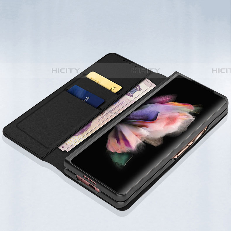 Samsung Galaxy Z Fold4 5G用ハイブリットバンパーケース 高級感 手触り良いレザー柄 兼プラスチック S03 サムスン 
