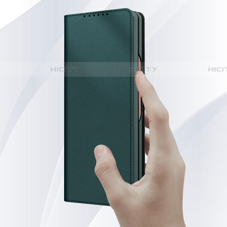 Samsung Galaxy Z Fold4 5G用ハイブリットバンパーケース 高級感 手触り良いレザー柄 兼プラスチック S03 サムスン 