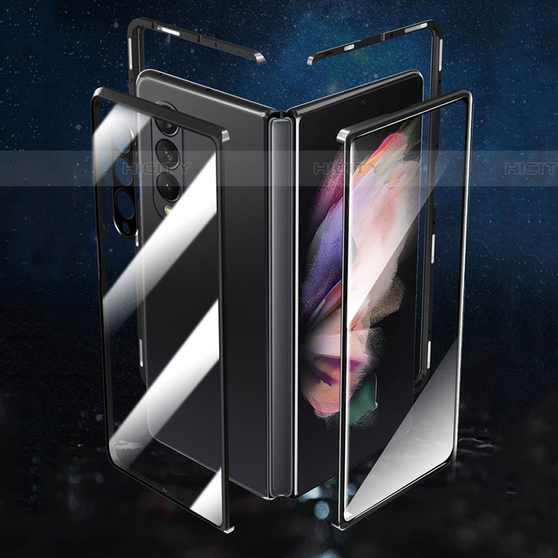 Samsung Galaxy Z Fold4 5G用ケース 高級感 手触り良い アルミメタル 製の金属製 360度 フルカバーバンパー 鏡面 カバー P03 サムスン 