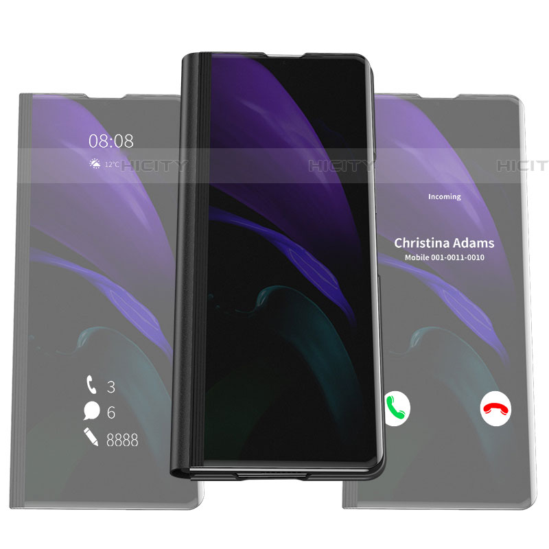 Samsung Galaxy Z Fold4 5G用手帳型 レザーケース スタンド 鏡面 カバー L02 サムスン 