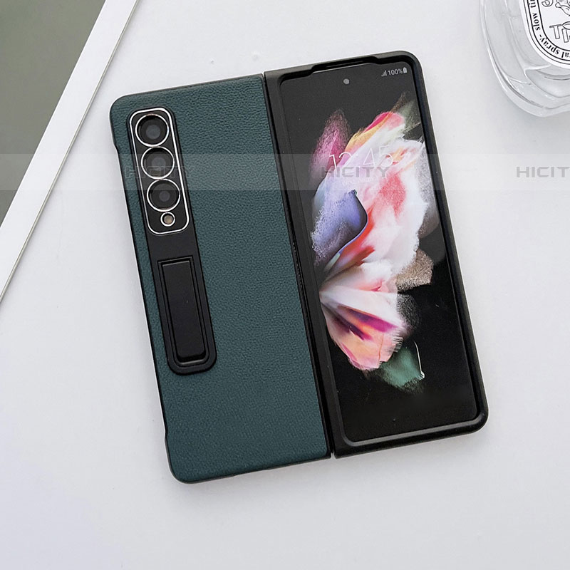Samsung Galaxy Z Fold4 5G用ハイブリットバンパーケース 高級感 手触り良いレザー柄 兼プラスチック L09 サムスン