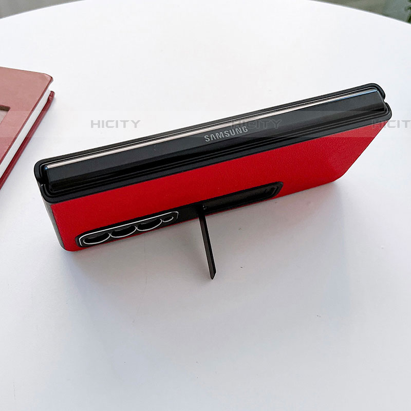 Samsung Galaxy Z Fold4 5G用ハイブリットバンパーケース 高級感 手触り良いレザー柄 兼プラスチック L09 サムスン