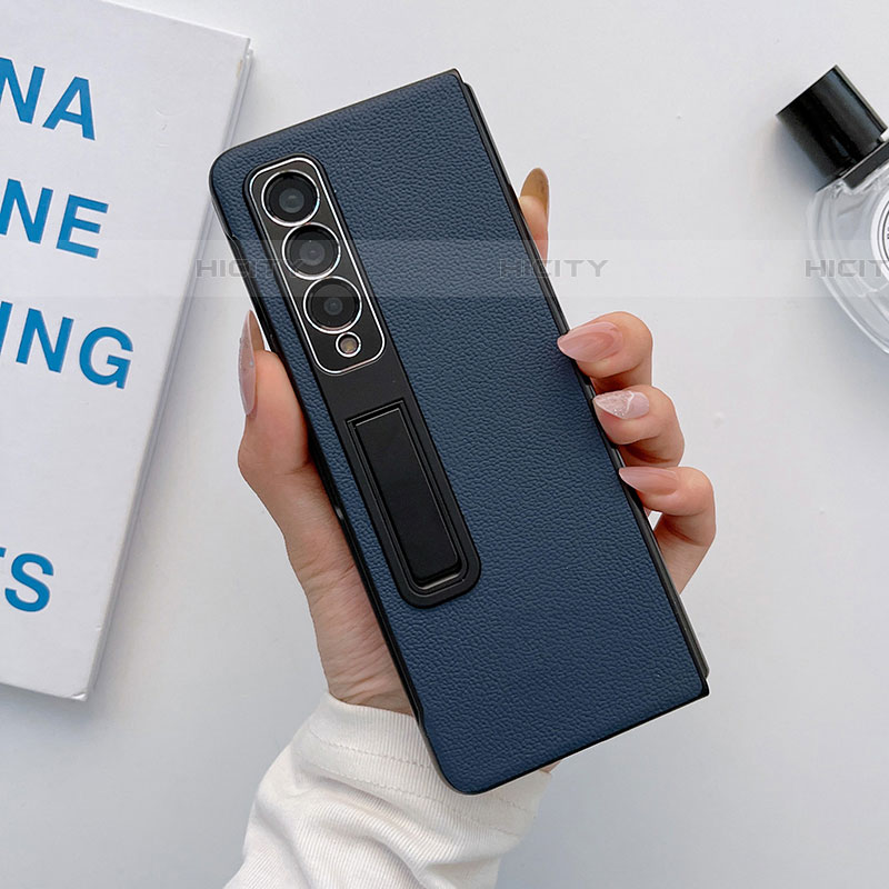 Samsung Galaxy Z Fold4 5G用ハイブリットバンパーケース 高級感 手触り良いレザー柄 兼プラスチック L09 サムスン