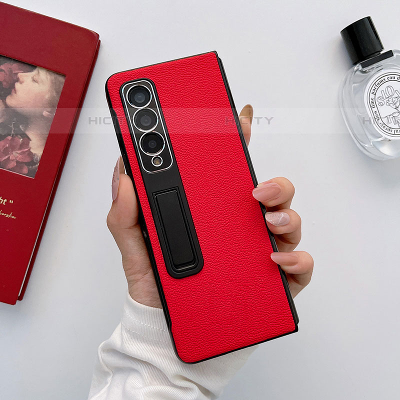 Samsung Galaxy Z Fold4 5G用ハイブリットバンパーケース 高級感 手触り良いレザー柄 兼プラスチック L09 サムスン