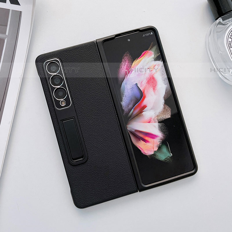 Samsung Galaxy Z Fold4 5G用ハイブリットバンパーケース 高級感 手触り良いレザー柄 兼プラスチック L09 サムスン 
