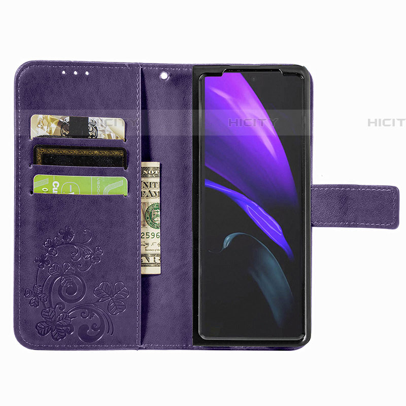 Samsung Galaxy Z Fold4 5G用手帳型 レザーケース スタンド 花 カバー サムスン 