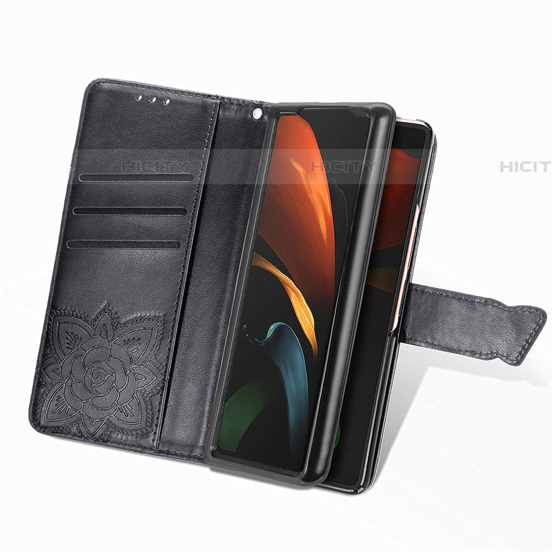 Samsung Galaxy Z Fold4 5G用手帳型 レザーケース スタンド バタフライ 蝶 カバー サムスン 