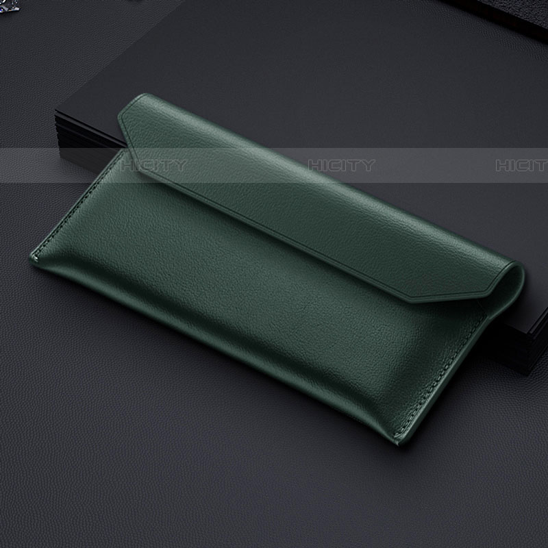 Samsung Galaxy Z Fold4 5G用ハンドバッグ ポーチ 財布型ケース レザー サムスン グリーン