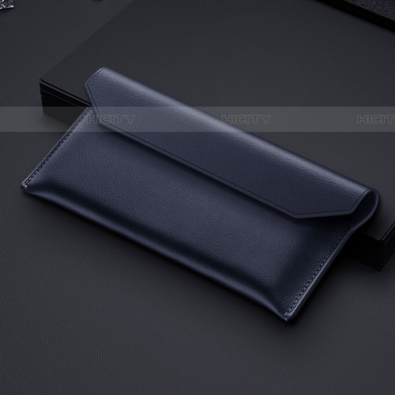 Samsung Galaxy Z Fold4 5G用ハンドバッグ ポーチ 財布型ケース レザー サムスン ネイビー