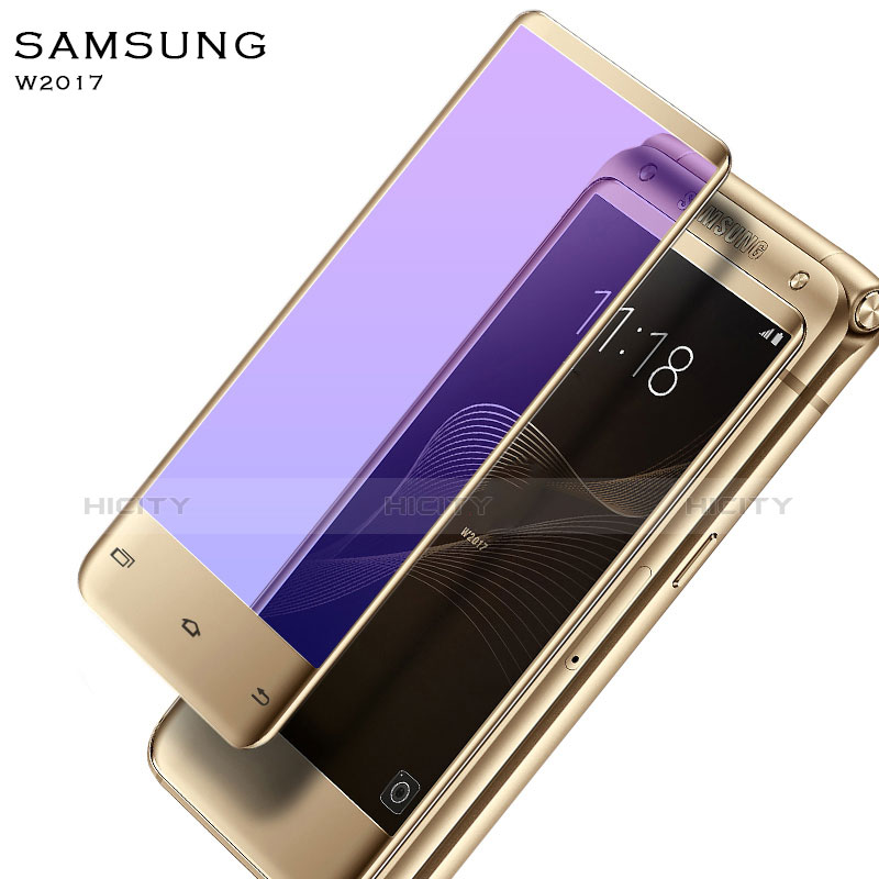 Samsung W(2017)用強化ガラス フル液晶保護フィルム サムスン ゴールド