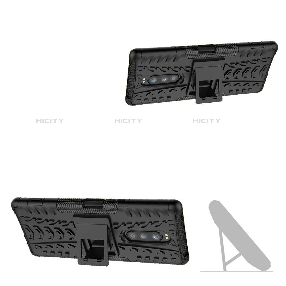 Sony Xperia 1用ハイブリットバンパーケース スタンド プラスチック 兼シリコーン カバー ソニー 