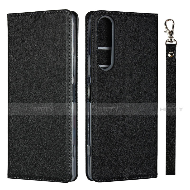 Sony Xperia 1 II用手帳型 レザーケース スタンド カバー ソニー ブラック