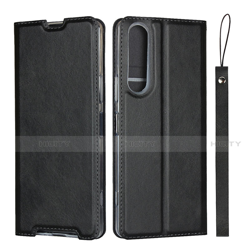 Sony Xperia 1 II用手帳型 レザーケース スタンド カバー L02 ソニー ブラック