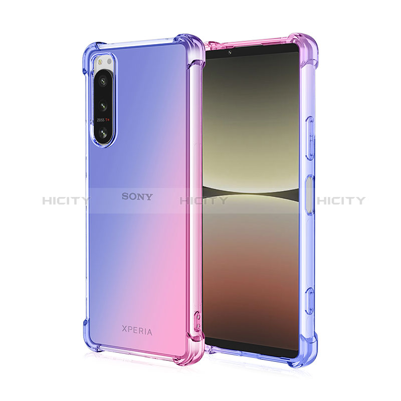 Sony Xperia 1 II用極薄ソフトケース グラデーション 勾配色 クリア透明 ソニー ピンク