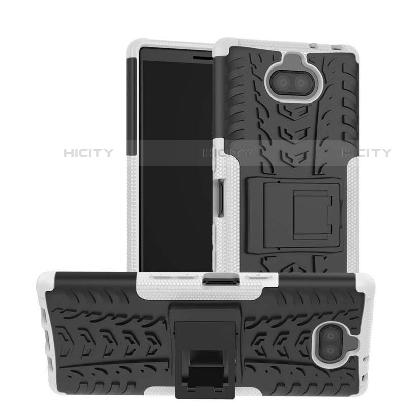 Sony Xperia 10 Plus用ハイブリットバンパーケース スタンド プラスチック 兼シリコーン カバー ソニー ホワイト