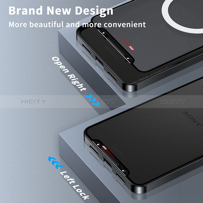 Sony Xperia 10 V用ケース 高級感 手触り良い メタル兼プラスチック バンパー Mag-Safe 磁気 Magnetic LK1 ソニー ブラック