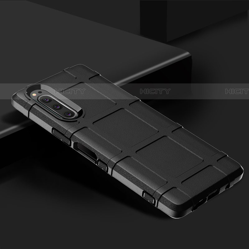 Sony Xperia 5用360度 フルカバー極薄ソフトケース シリコンケース 耐衝撃 全面保護 バンパー ソニー ブラック