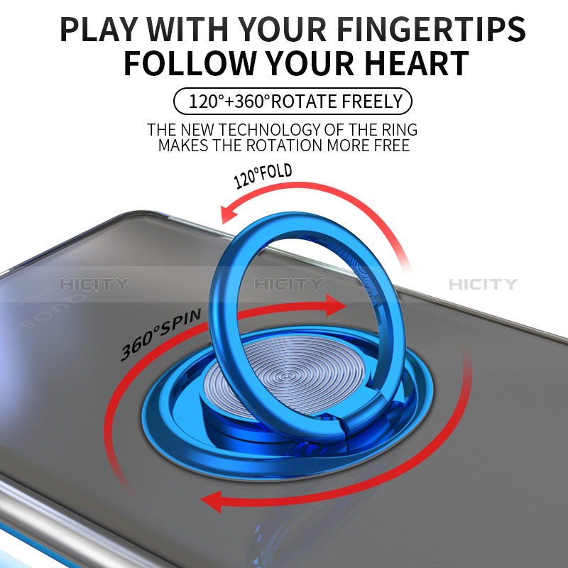 Sony Xperia 5 IV用極薄ソフトケース シリコンケース 耐衝撃 全面保護 クリア透明 アンド指輪 マグネット式 ソニー 