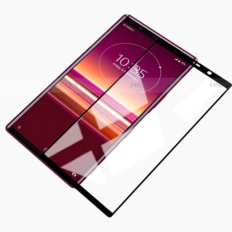 Sony Xperia 5用強化ガラス フル液晶保護フィルム ソニー ブラック