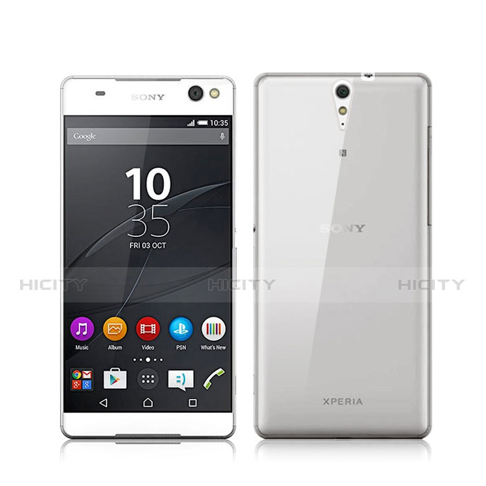 Sony Xperia C5 Ultra用極薄ソフトケース シリコンケース 耐衝撃 全面保護 クリア透明 ソニー グレー