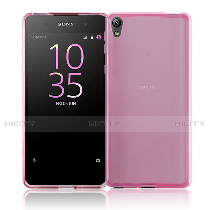 Sony Xperia E5用極薄ソフトケース シリコンケース 耐衝撃 全面保護 クリア透明 カバー ソニー ピンク