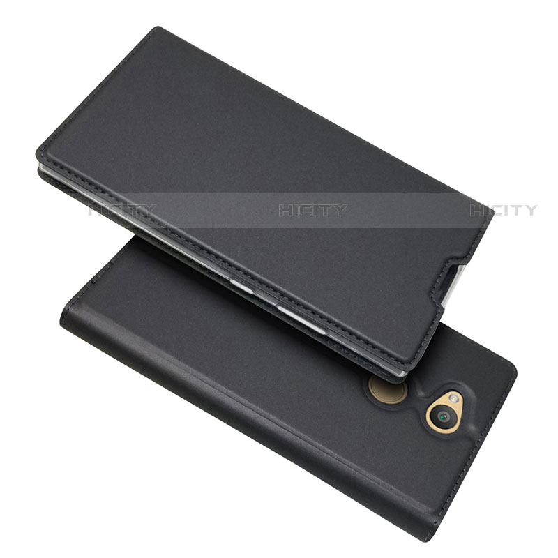 Sony Xperia L2用手帳型 レザーケース スタンド カバー ソニー ブラック