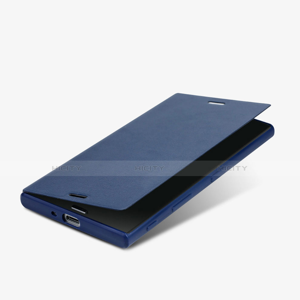 Sony Xperia XZ用手帳型 レザーケース スタンド ソニー ネイビー