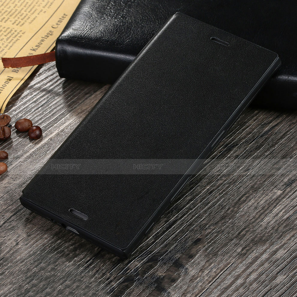 Sony Xperia XZ用手帳型 レザーケース スタンド ソニー ブラック
