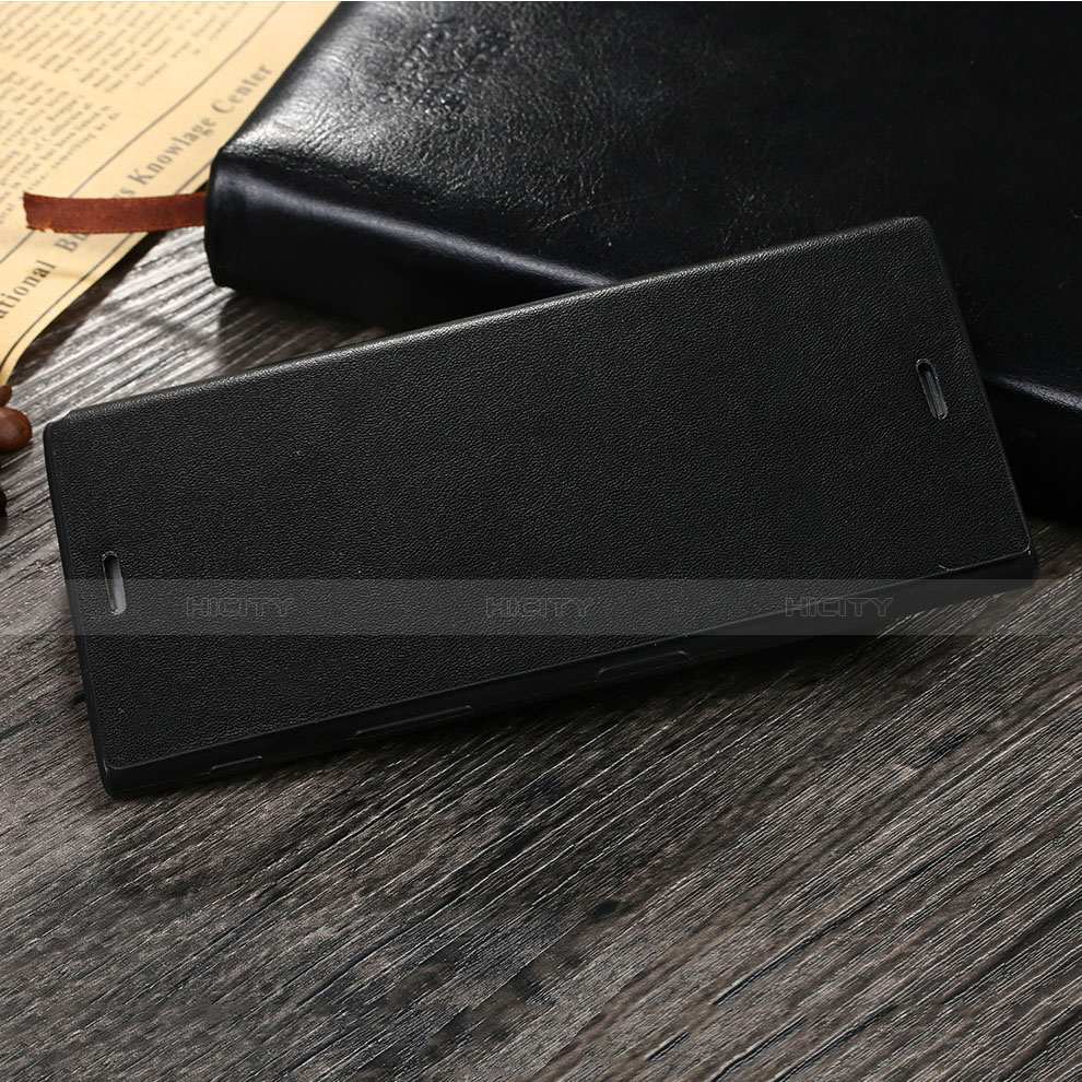 Sony Xperia XZ用手帳型 レザーケース スタンド ソニー ブラック