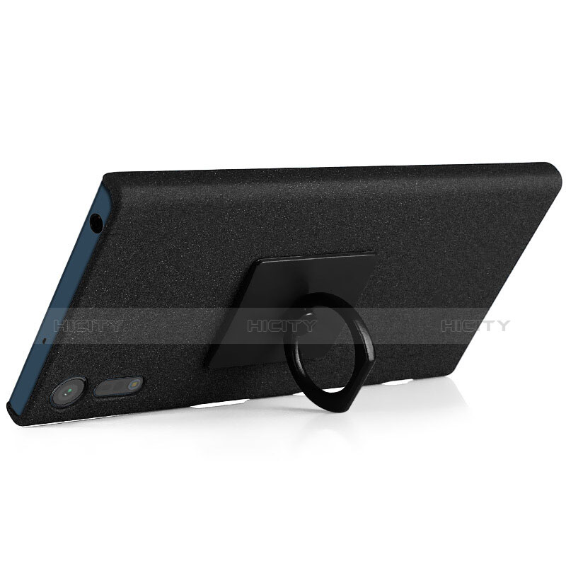 Sony Xperia XZ用ハードケース カバー プラスチック アンド指輪 ソニー ブラック