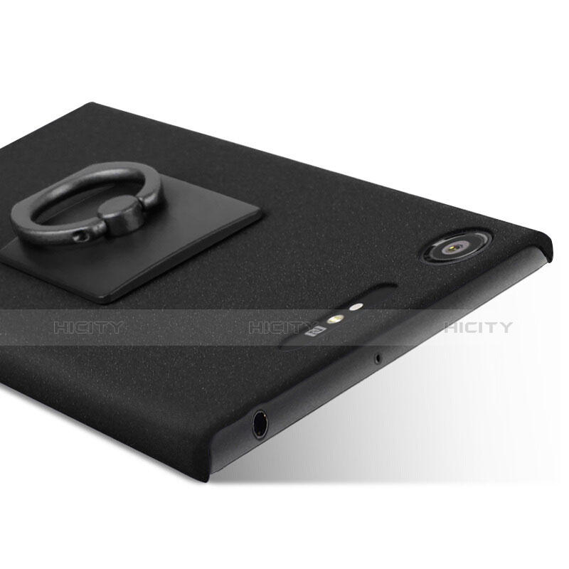 Sony Xperia XZ1用ハードケース カバー プラスチック アンド指輪 ソニー ブラック