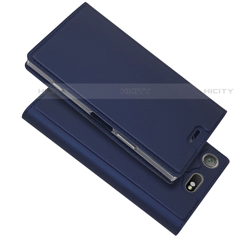 Sony Xperia XZ1 Compact用手帳型 レザーケース スタンド カバー L05 ソニー ネイビー