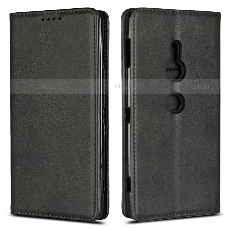 Sony Xperia XZ2用手帳型 レザーケース スタンド カバー L02 ソニー ブラック
