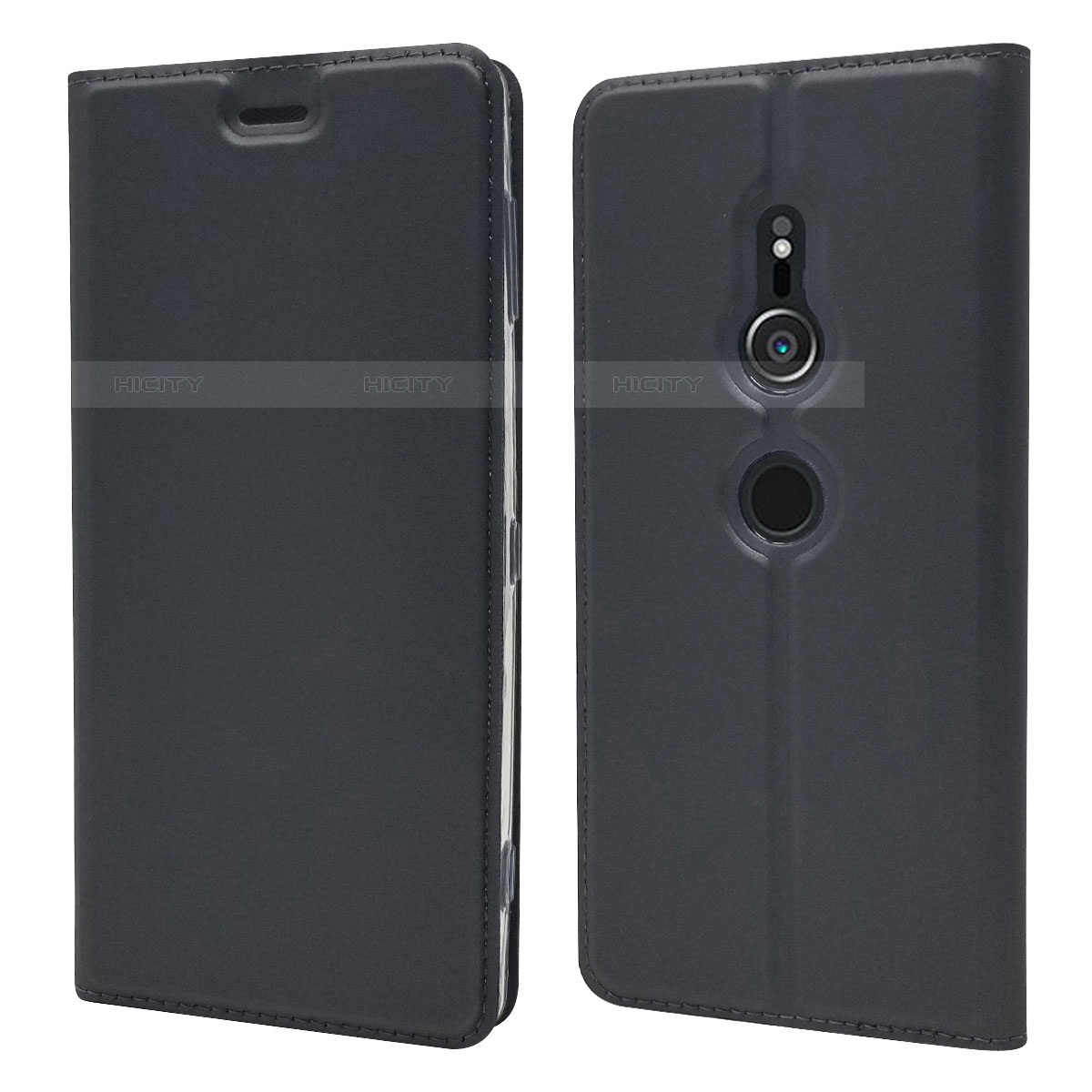 Sony Xperia XZ2用手帳型 レザーケース スタンド カバー L03 ソニー ブラック