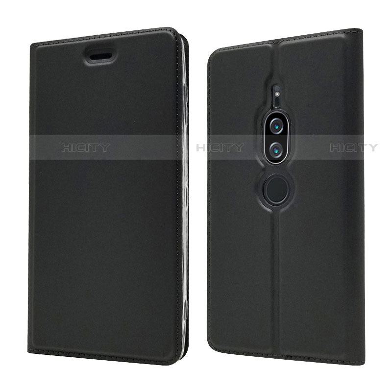 Sony Xperia XZ2 Premium用手帳型 レザーケース スタンド カバー L03 ソニー ブラック