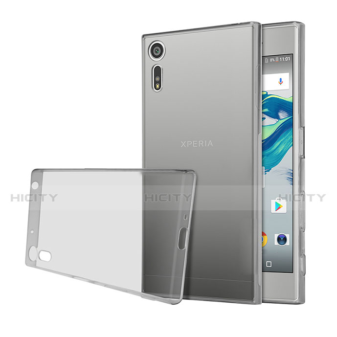 Sony Xperia XZs用極薄ソフトケース シリコンケース 耐衝撃 全面保護 クリア透明 ソニー グレー