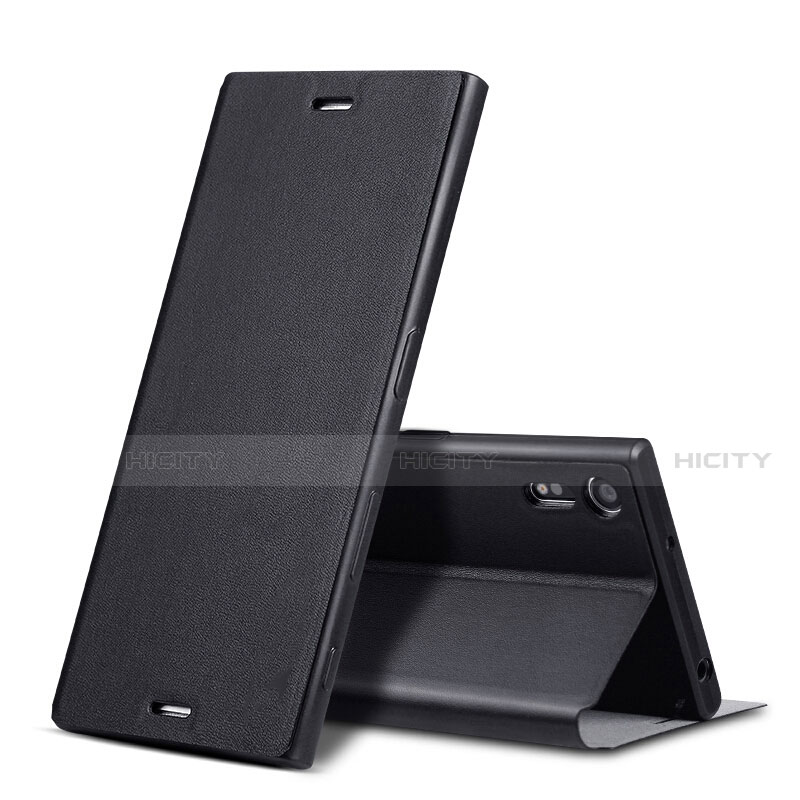 Sony Xperia XZs用手帳型 レザーケース スタンド ソニー ブラック