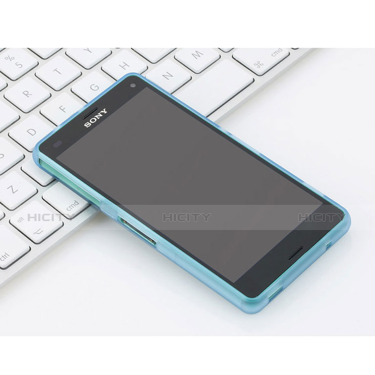 Sony Xperia Z3 Compact用シリコンケース ソフトタッチラバー 質感もマット ソニー ブルー