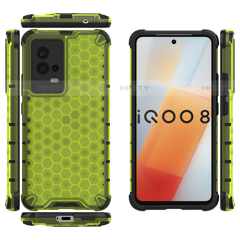 Vivo iQOO 8 5G用360度 フルカバー ハイブリットバンパーケース クリア透明 プラスチック カバー M03 Vivo グリーン