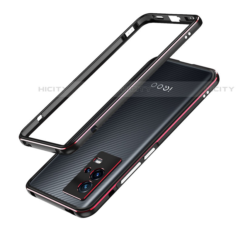 Vivo iQOO 8 Pro 5G用ケース 高級感 手触り良い アルミメタル 製の金属製 バンパー カバー A01 Vivo レッド・ブラック