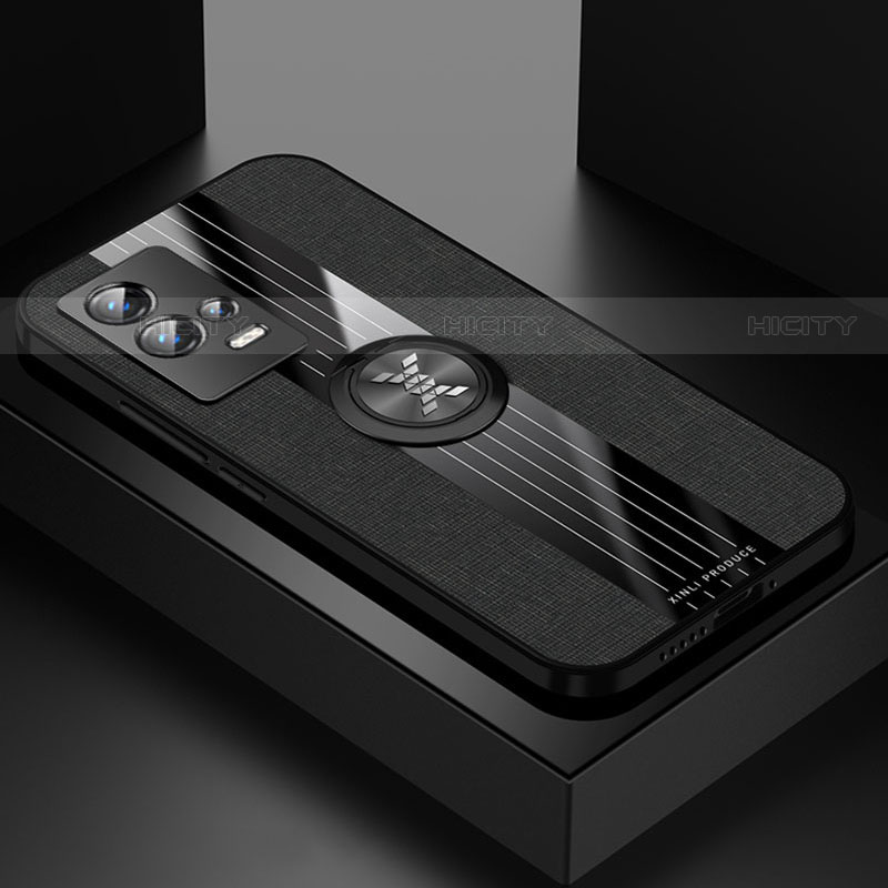 Vivo iQOO 8 Pro 5G用極薄ソフトケース シリコンケース 耐衝撃 全面保護 アンド指輪 マグネット式 バンパー Z01 Vivo ブラック