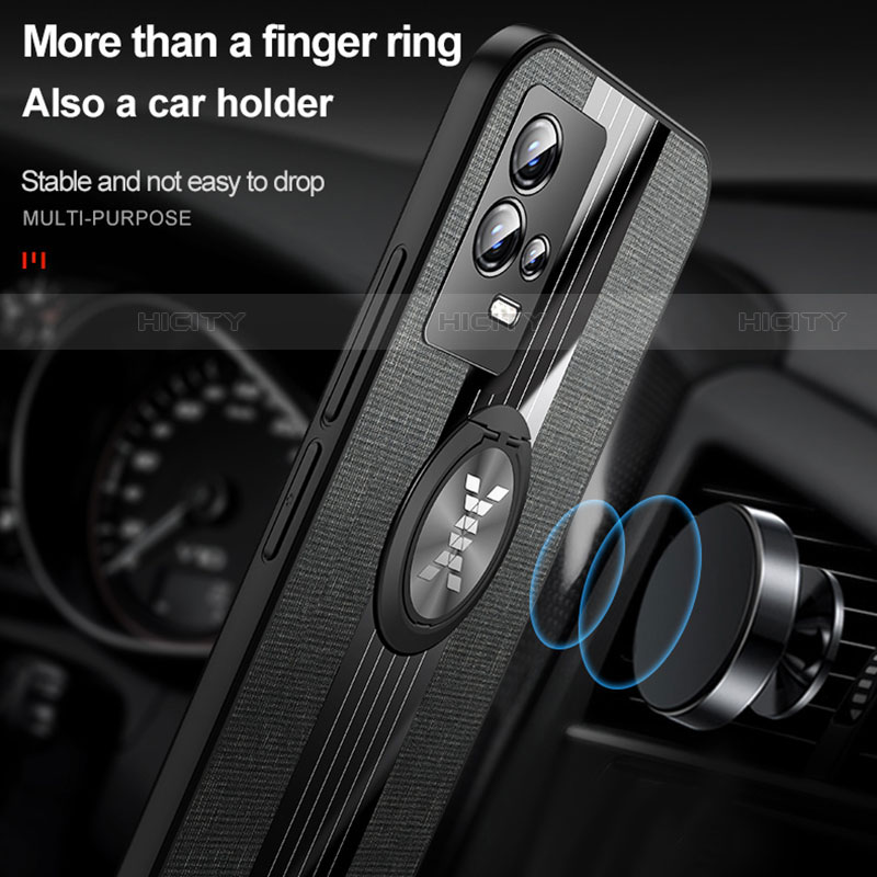 Vivo iQOO 8 Pro 5G用極薄ソフトケース シリコンケース 耐衝撃 全面保護 アンド指輪 マグネット式 バンパー Z01 Vivo 