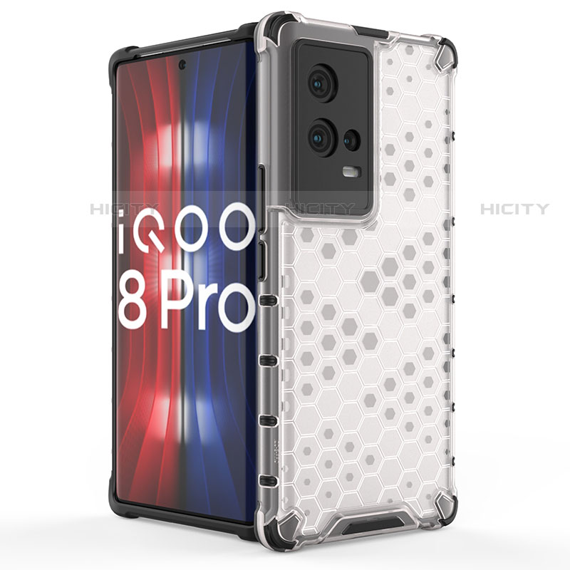 Vivo iQOO 8 Pro 5G用360度 フルカバー ハイブリットバンパーケース クリア透明 プラスチック カバー Vivo 