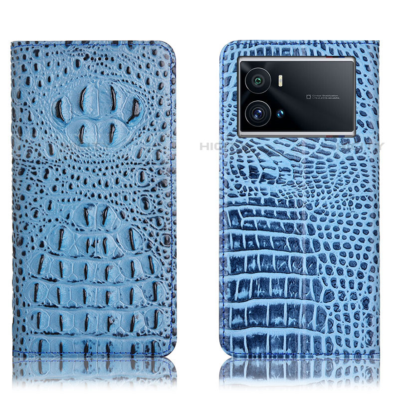 Vivo iQOO 9 5G用手帳型 レザーケース スタンド カバー H01P Vivo ブルー