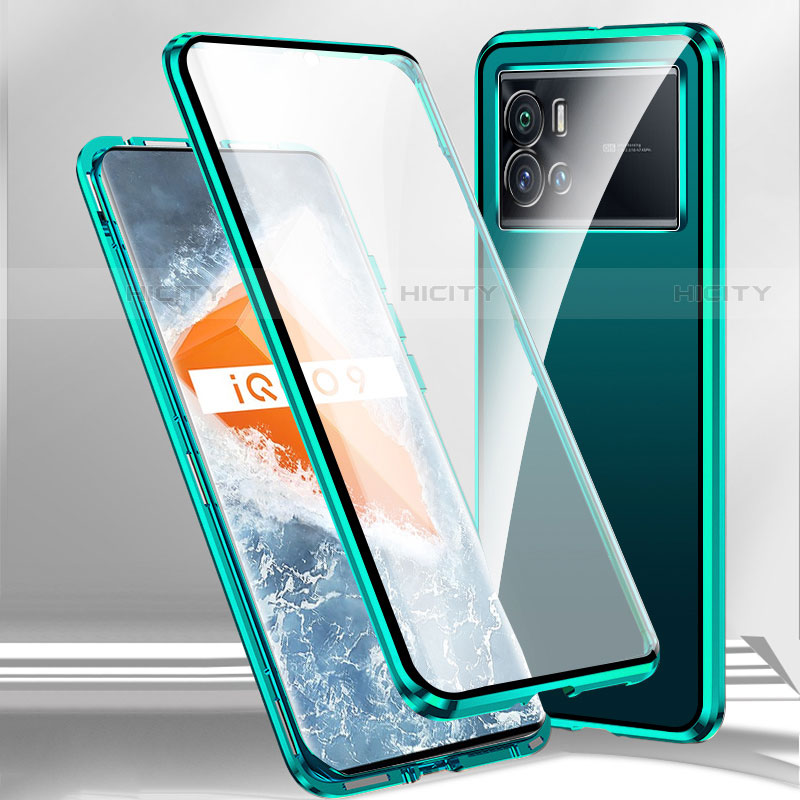 Vivo iQOO 9 5G用ケース 高級感 手触り良い アルミメタル 製の金属製 360度 フルカバーバンパー 鏡面 カバー M01 Vivo グリーン