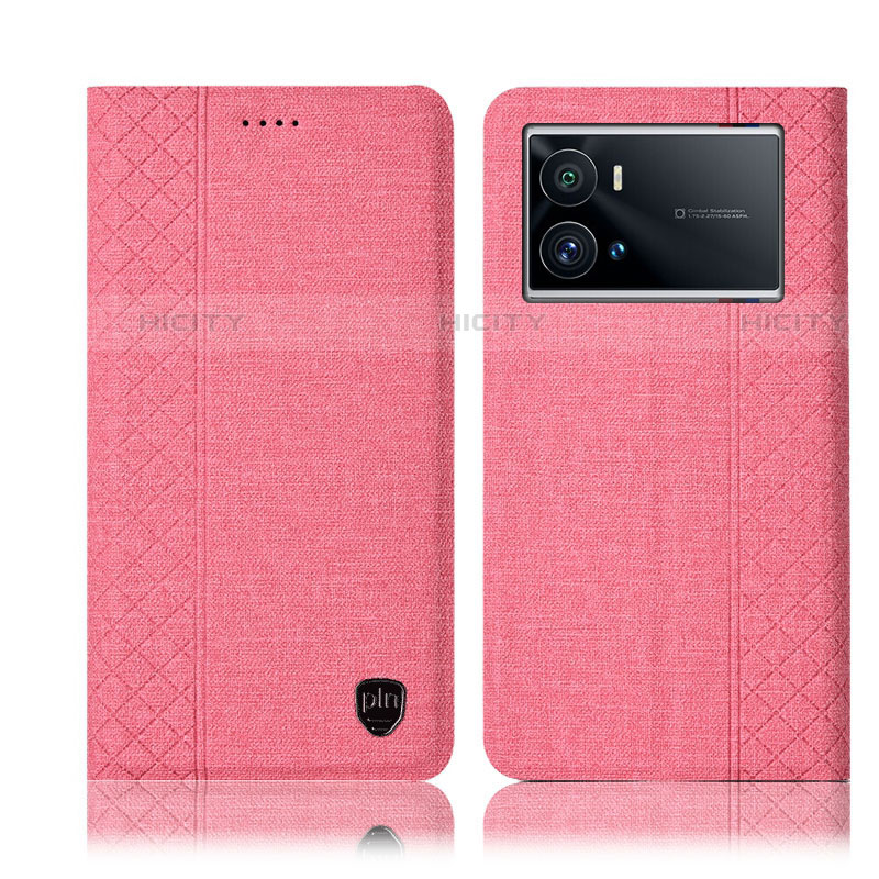 Vivo iQOO 9 5G用手帳型 布 スタンド H12P Vivo ピンク