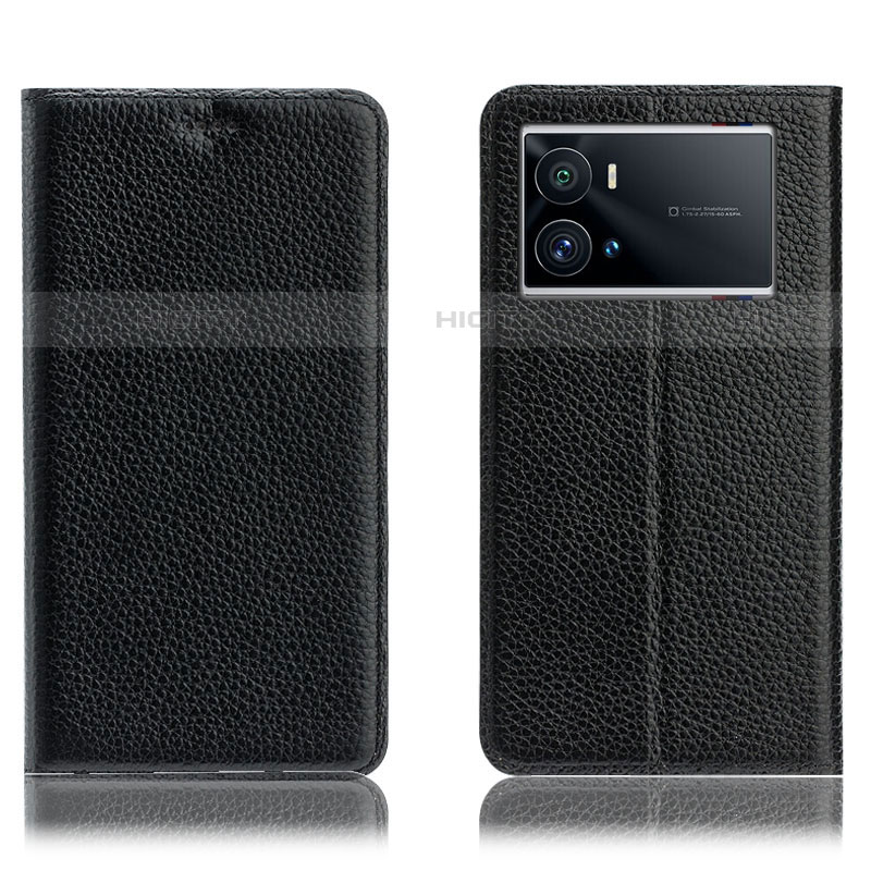 Vivo iQOO 9 Pro 5G用手帳型 レザーケース スタンド カバー H02P Vivo ブラック
