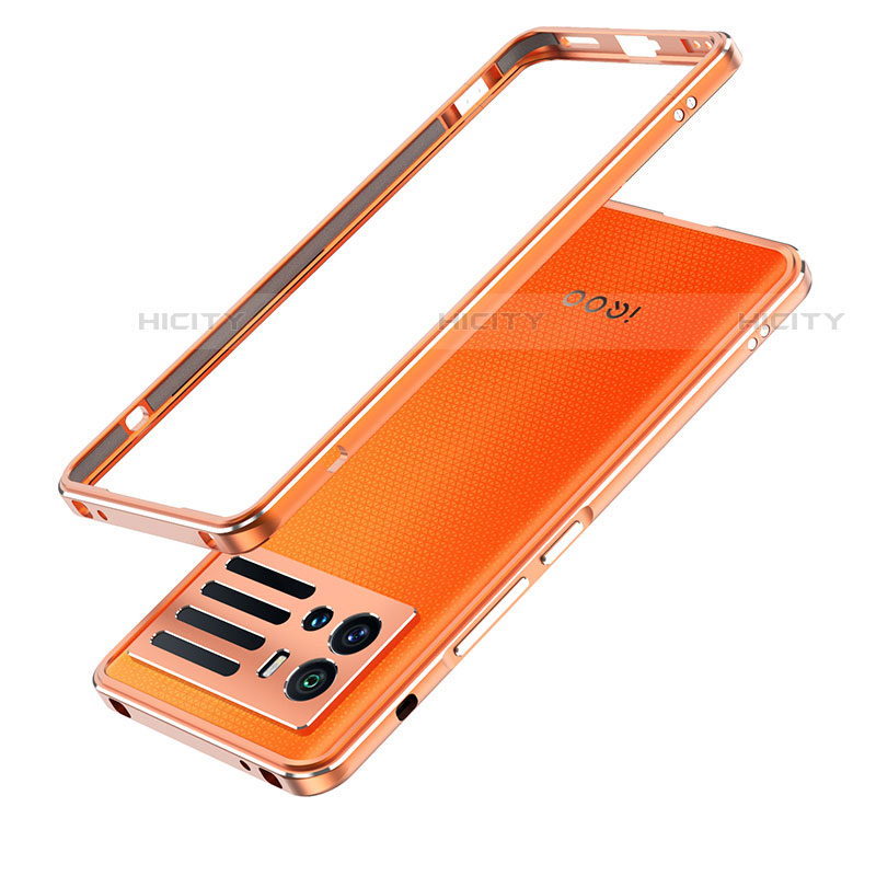 Vivo iQOO 9 Pro 5G用ケース 高級感 手触り良い アルミメタル 製の金属製 バンパー カバー Vivo オレンジ